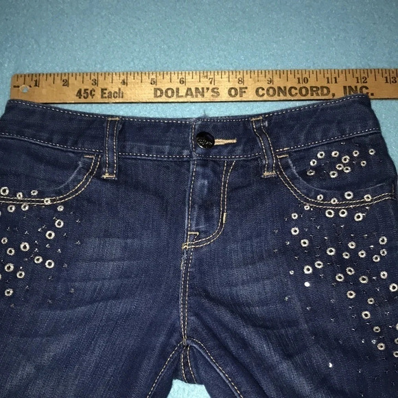 OLD NAVY boot-cut embellished blue jeans adjustable waistband size 8 - Picture 4 of 5